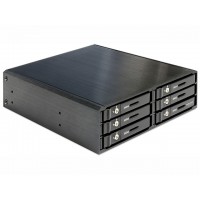 Kieszeń Wewnętrzna Delock HDD 5.25" ->6x HDD/SSD 2.5" SATA Czarna