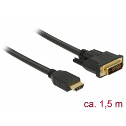 Kabel HDMI(M)->DVI-D(M)(24+1) 1.5m Czarny Dual Link Pozłacane Styki Delock