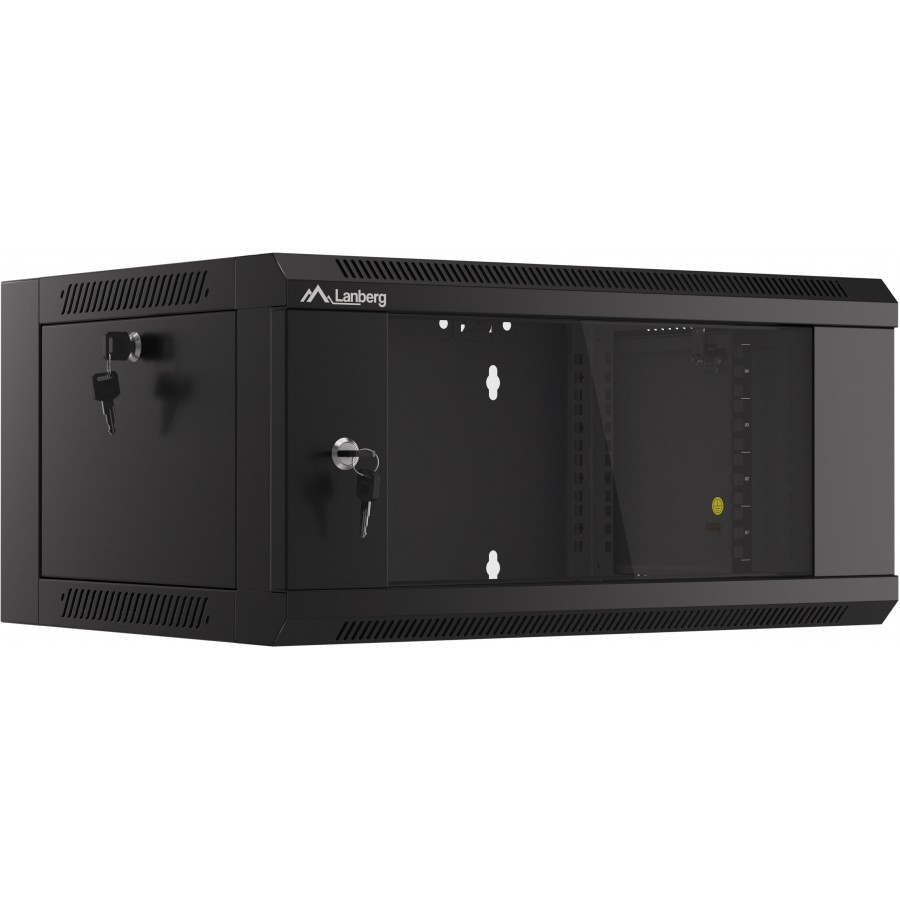 Szafa Instalacyjna Rack Wisząca 19" 4u 570x450 Szybki Montaż Czarna Lanberg Flat Pack