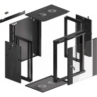 Szafa Instalacyjna Rack Wisząca 19" 12u 570x450 Szybki Montaż Czarna Lanberg Flat Pack