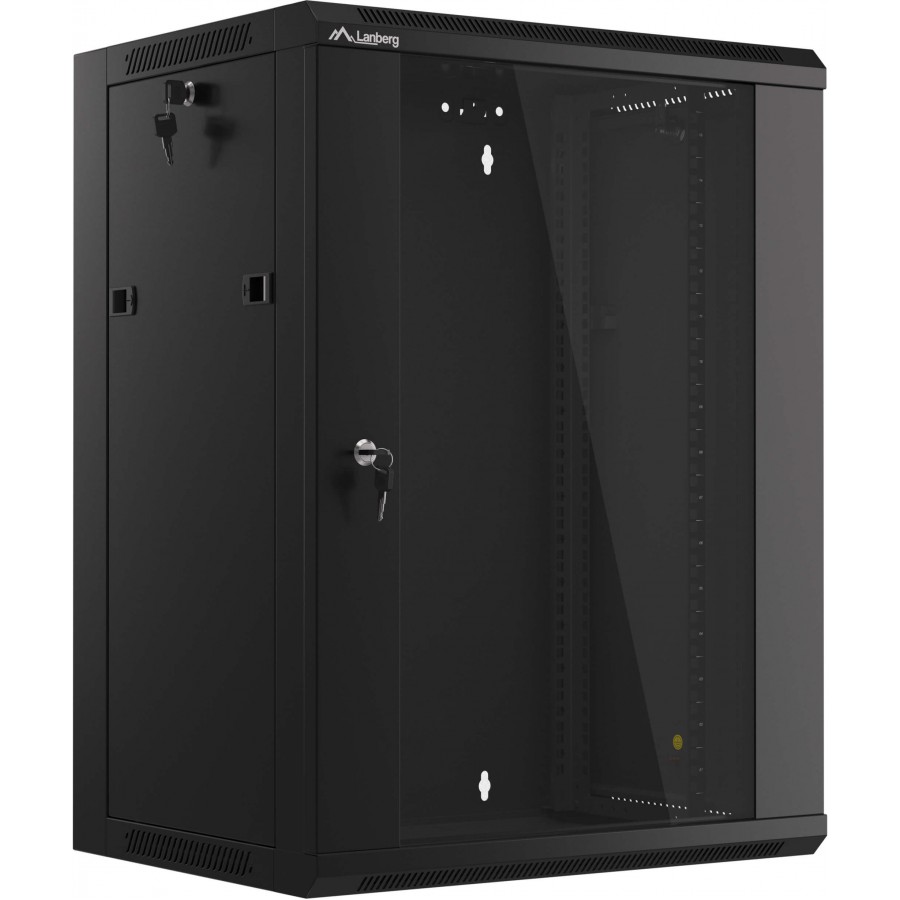 Szafa Instalacyjna Rack Wisząca 19" 15u 570x450 Szybki Montaż Czarna Lanberg Flat Pack