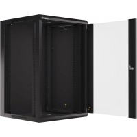 Szafa Instalacyjna Rack Wisząca 19" 18u 570x600 Szybki Montaż Czarna Lanberg Flat Pack