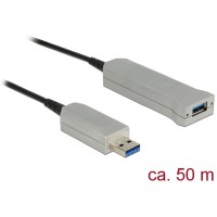 Przedłużacz USB-A M/F 3.0 50m Czarny Aktywny Optyczny Delock