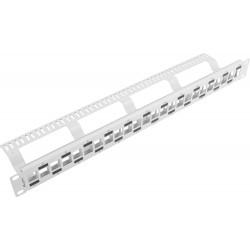 Patch Panel Pusty 24 Port 1u 19" Naprzemienny Z Organizerem Do Modułów Keystone Szary Lanberg