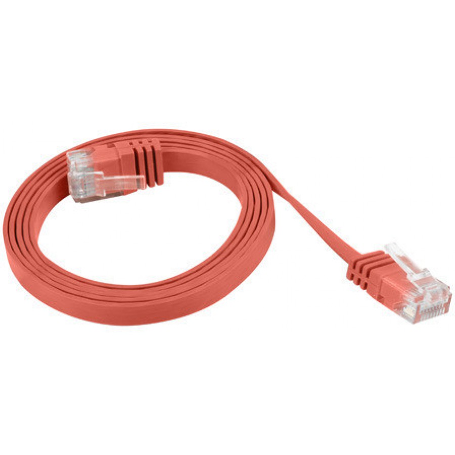 Patchcord Kat.5e Płaski 0.5m Czerwony Lanberg