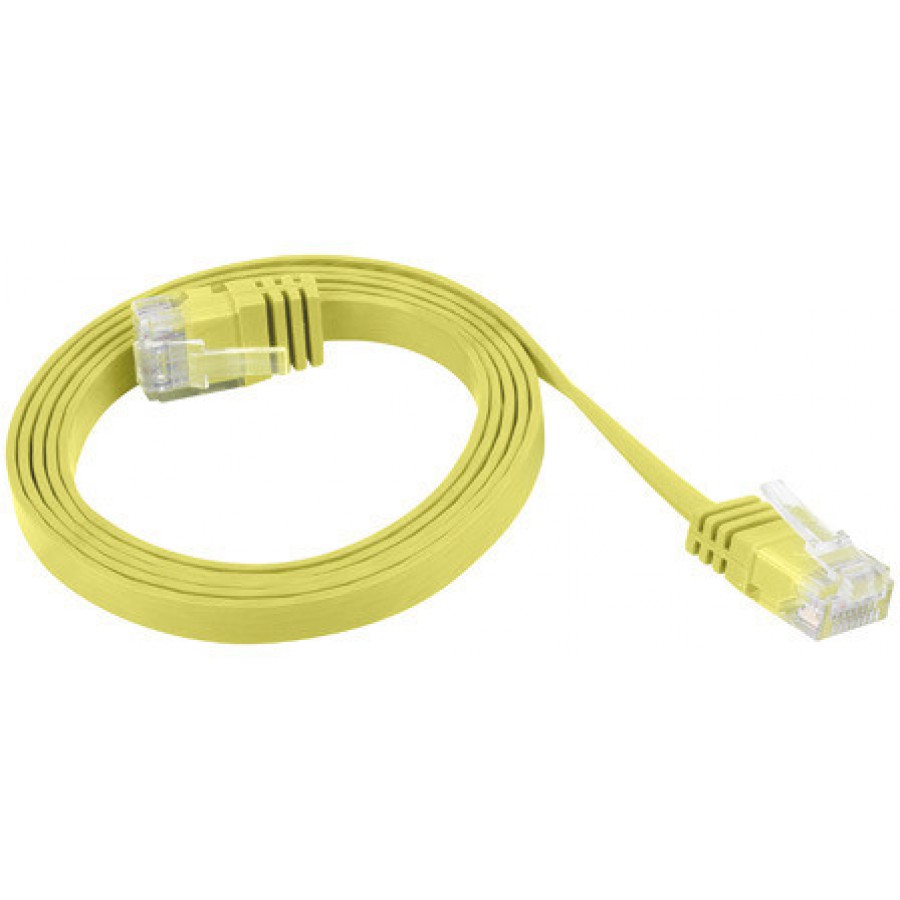 Patchcord Kat.5e Płaski 0.5m Żółty Lanberg