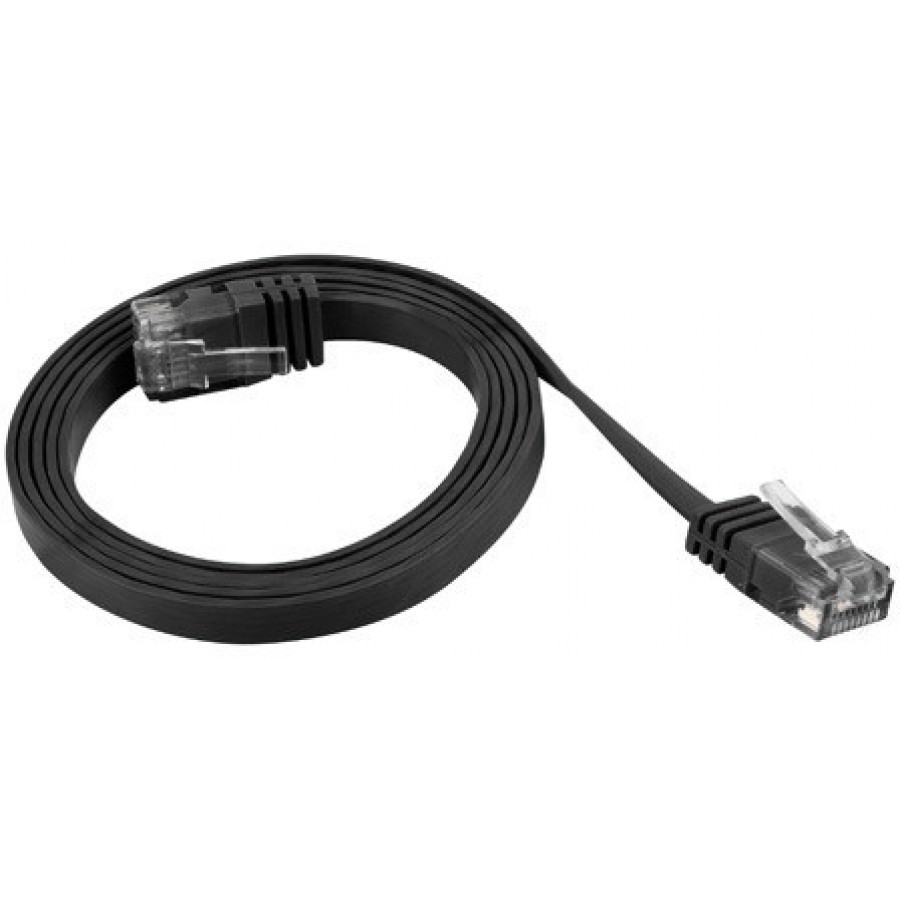 Patchcord Kat.5e Płaski 1m Czarny Lanberg