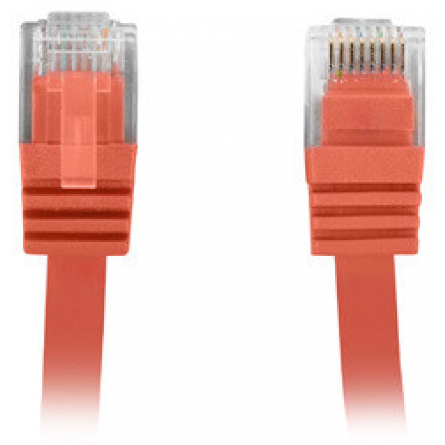 Patchcord Kat.5e Płaski 1m Czerwony Lanberg