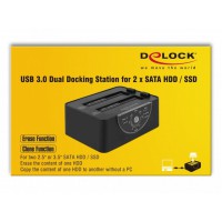 Stacja Dokująca HDD Delock Sata Dual 2.5”+3.5” HDD USB-B 3.0 Czarny Delock