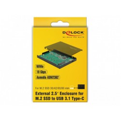 Obudowa SSD Zewnętrzna Delock M.2 NVMe USB Type-C 3.1 Gen 2 Czarny Slim