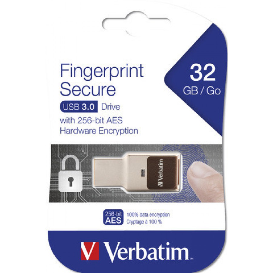 Pendrive Verbatim 32GB Fingerprint Secure USB 3.0 256-Bit Szyfrowanie Czytnik Linii Papilarnych