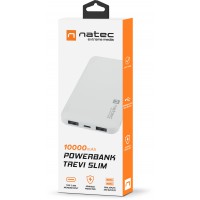 Power Bank Natec Extreme Media Trevi Slim 10000mAh 2x USB-A + 1x USB-C Biały