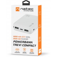 Power Bank Natec Extreme Media Trevi Compact 10000mAh 2x USB-A + 1x USB-C Biały