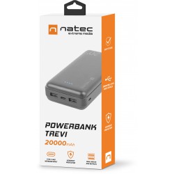 Power Bank Natec Extreme Media Trevi 20000mAh 2x USB-A + 1x USB-C Czarny