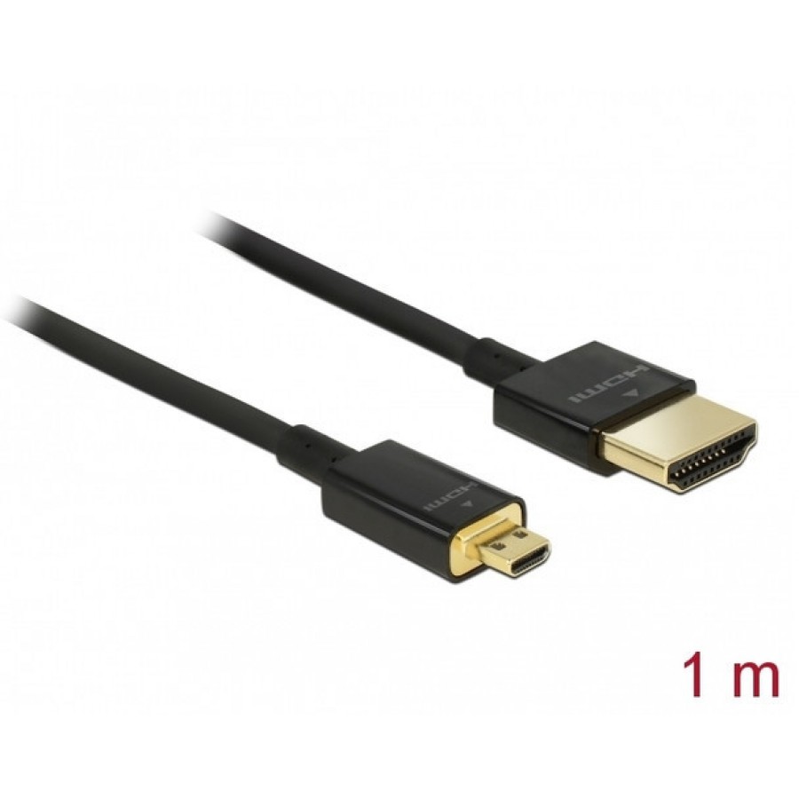 Kabel HDMI(M)->HDMI Micro(M) 1m 4k 60hz 3d Czarny Slim Premium Delock