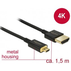 Kabel HDMI(M)->HDMI Micro(M) 1.5m 4k 60hz 3d Czarny Slim Premium Delock