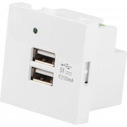 Gniazdo 45x45 230V Ładowarka 2xUSB 2.1A Białe Lanberg