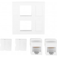 Gniazdo 45x45 2x RJ45 + Keystone Kat. 6 UTP Białe Lanberg