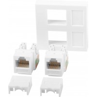 Gniazdo 45x45 2x RJ45 + Keystone Kat. 6 UTP Białe Lanberg