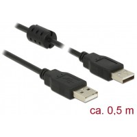 Kabel USB-A M/M 2.0 0.5m Czarny Delock