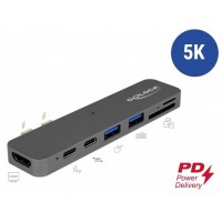 Stacja Dokująca Dla Macbook Delock USB-C(M)->2x USB 3.1, HDMI, 1x Thunderbolt, Czytnik Sd/Microsd 5k