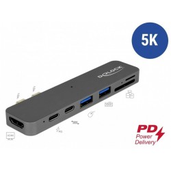 Stacja Dokująca Dla Macbook Delock USB-C(M)->2x USB 3.1, HDMI, 1x Thunderbolt, Czytnik Sd/Microsd 5k