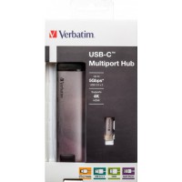 Multi Port Verbatim USB-C 3.1 Gen 1, 2x USB 3.0, HDMI 4k, Type-C, RJ-45