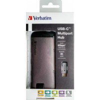 Multi Port Verbatim USB-C 3.1 Gen 1, 3x USB 3.0, HDMI 4k, Type-C, RJ-45, SD/Micro SD