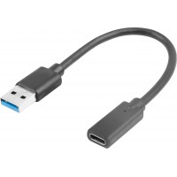 Adapter USB-C(F) 3.1->USB-A(M) Na Kablu 15cm Czarny Lanberg