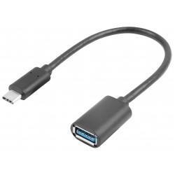 Adapter USB-C(M) 3.1->USB-A(F) Na Kablu 15cm Czarny Lanberg