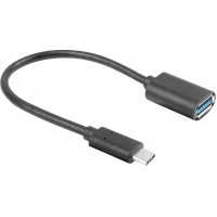 Adapter USB-C(M) 3.1->USB-A(F) Na Kablu 15cm Czarny Lanberg