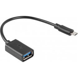 Adapter Micro USB(M)->USB-A(F) 2.0 0.15m OTG Czarny Lanberg