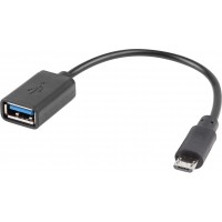 Adapter Micro USB(M)->USB-A(F) 2.0 0.15m OTG Czarny Lanberg