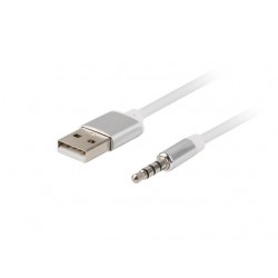 Kabel Do Apple Audio USB-A(M)->Jack(M) 4pin 3.5mm 1m 100-Pack Lanberg