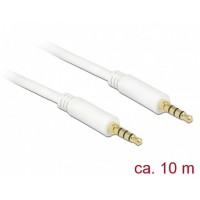 Kabel Audio Minijack 3.5mm M/M 4 Pin 10m Biały Dla Iphone Delock