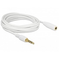 Przedłużacz Audio Minijack 3.5mm M/F 4 Pin 5m Biały Delock