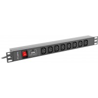 Listwa Zasilająca Rack PDU 19" Lanberg 1u 16A 8x IEC C13 2m Czarna C20