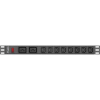 Listwa Zasilająca Rack PDU 19" Lanberg 1u 16A 2x C19 8x IEC C13 2m Czarna C20