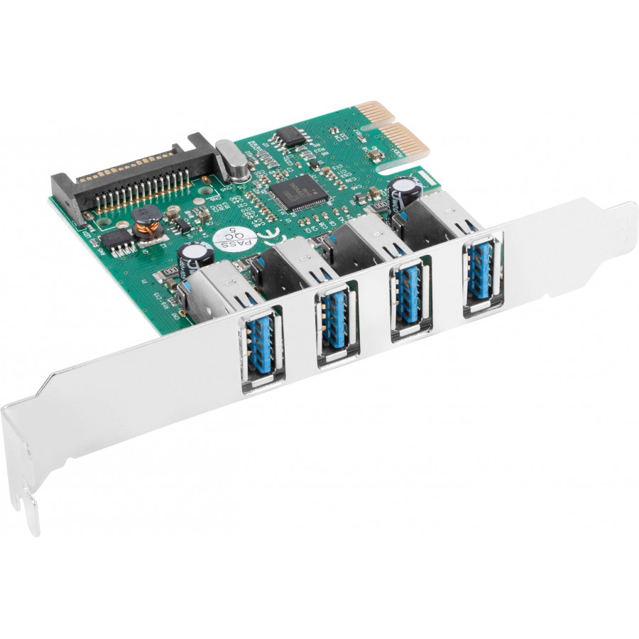 Karta PCI Express->USB 3.1 Gen1 4-Port + Śledź Low Profile Lanberg