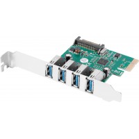 Karta PCI Express->USB 3.1 Gen1 4-Port + Śledź Low Profile Lanberg