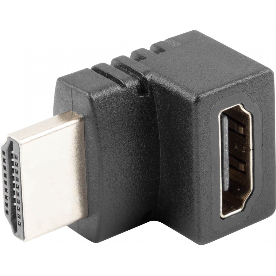 Adapter HDMI(M)->HDMI(F) Kątowy Góra Czarny Lanberg