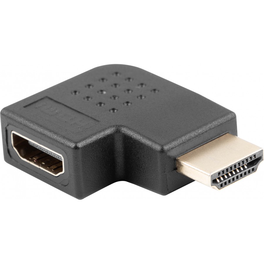 Adapter HDMI(M)->HDMI(F) Kątowy Prawo Czarny Lanberg