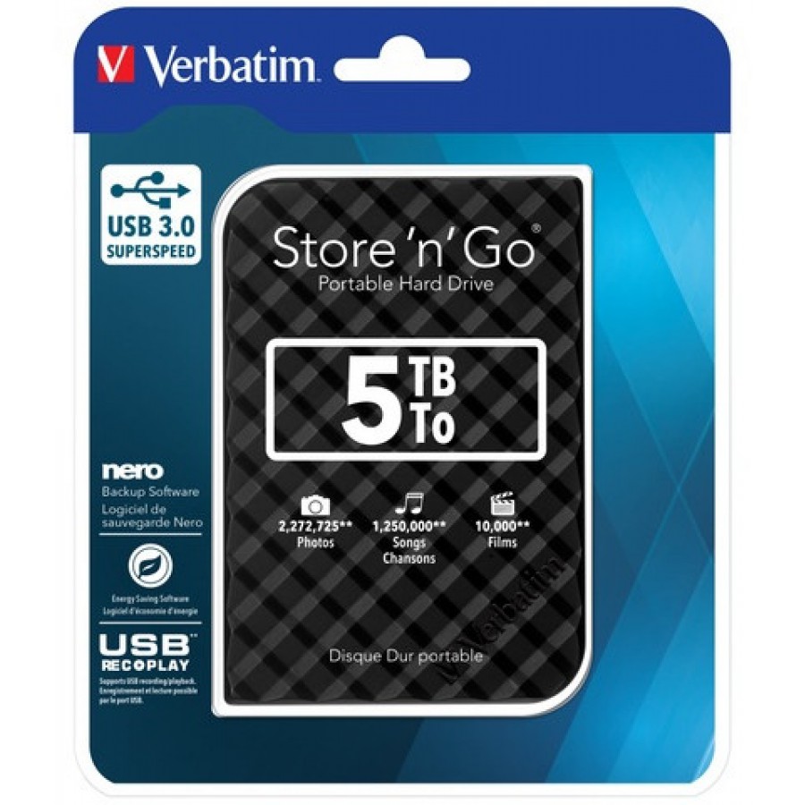 Dysk Zewnętrzny Verbatim Store N Go 5TB 2.5" USB 3.0 Gen2 Czarny