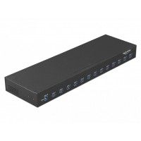 Hub USB 3.1 Delock 13-Port Aktywny Przemysłowy 19" Czarny