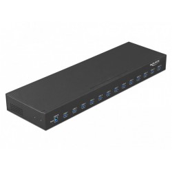 Hub USB 3.1 Delock 13-Port Aktywny Przemysłowy 19" Czarny