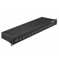 Hub USB 3.1 Delock 13-Port Aktywny Przemysłowy 19" Czarny