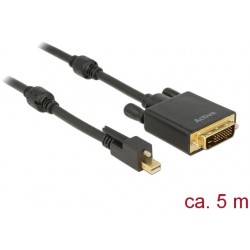 Kabel Displayport Mini(M) V1.2 Ze Śrubą->DVI-D(M)(24+5) 5m 4k Czarny Dual Link Active Delock