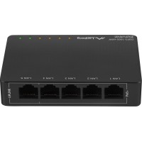 Switch POE+ Desktop 5-Port 1Gb 4 Porty POE, 30W/Port, Max 60W Lanberg DSP3-1005-60W