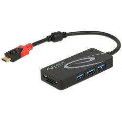 Hub USB-C 3.1 Delock 3-Porty+2x Czytnik SD 15cm Czarny