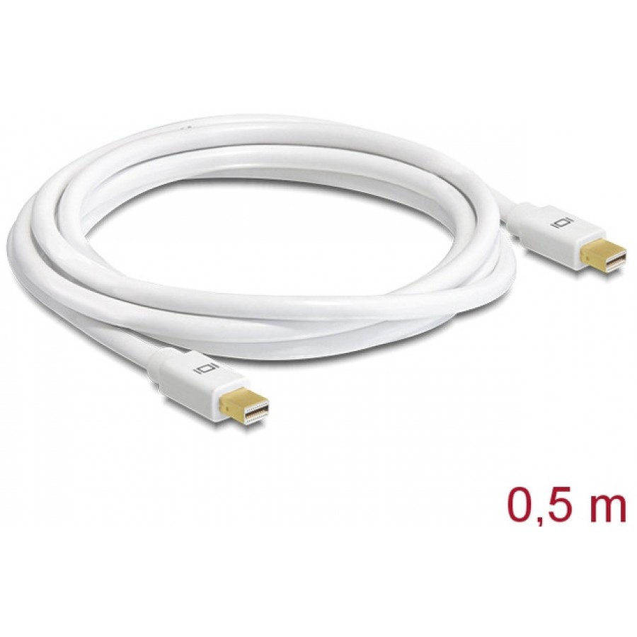 Kabel Displayport Mini M/M 20 Pin V1.2 0.5m 4k Biały Delock